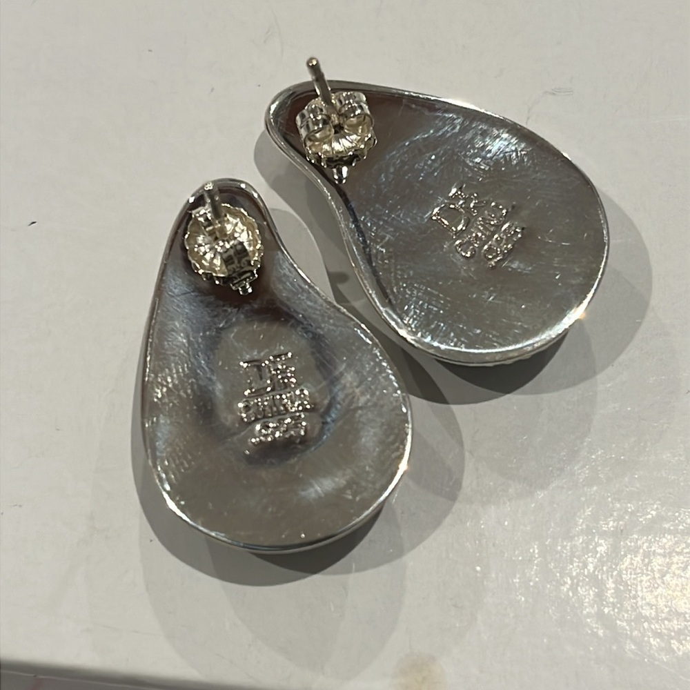 Jay King DTR Sterling Silver Brown Agate Tear Drop Pierced Earrings Southwestern - Picture 4 of 5